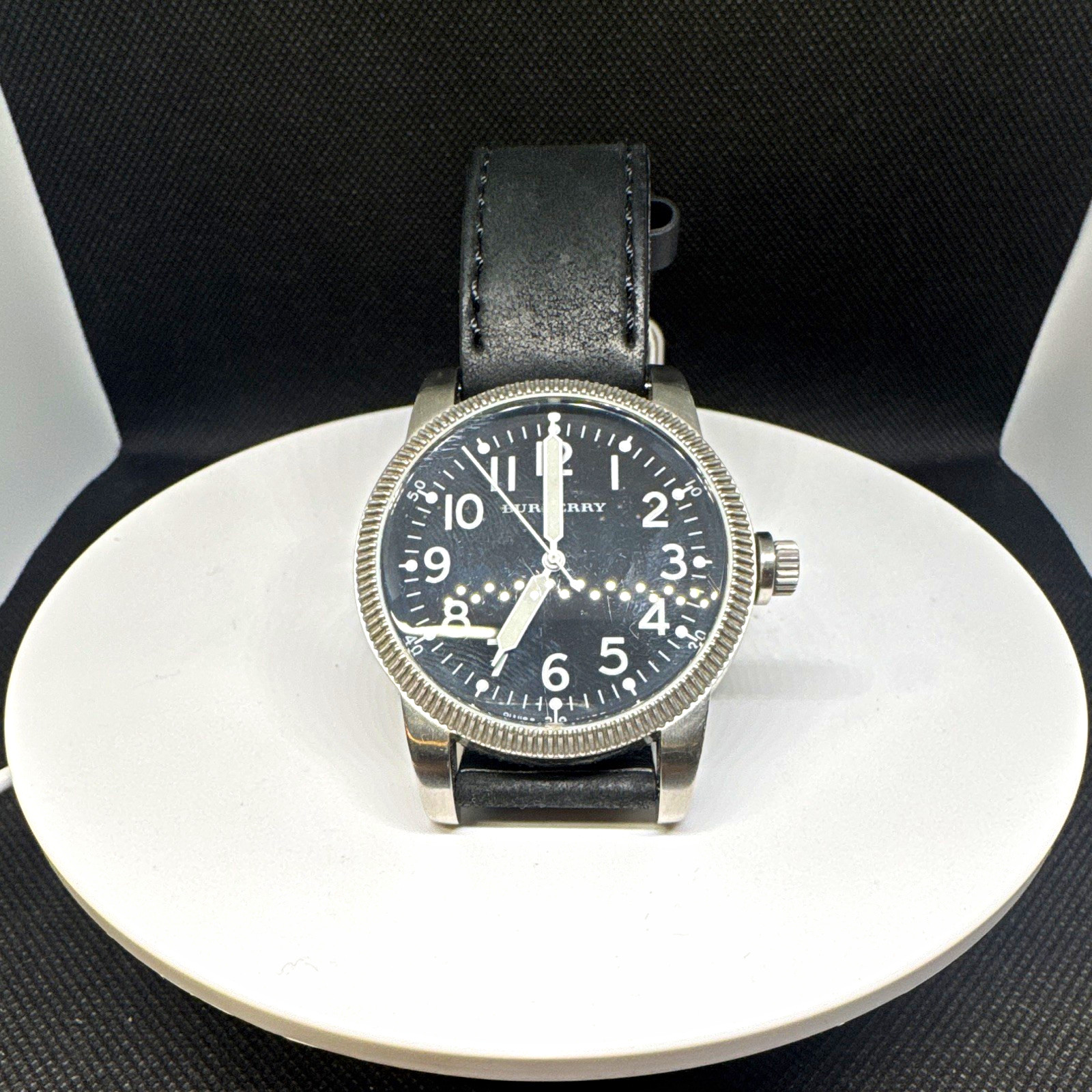 Burberry Swiss Made Quartz Men’s Watch Black Dial Leather Strap 100m BU7805