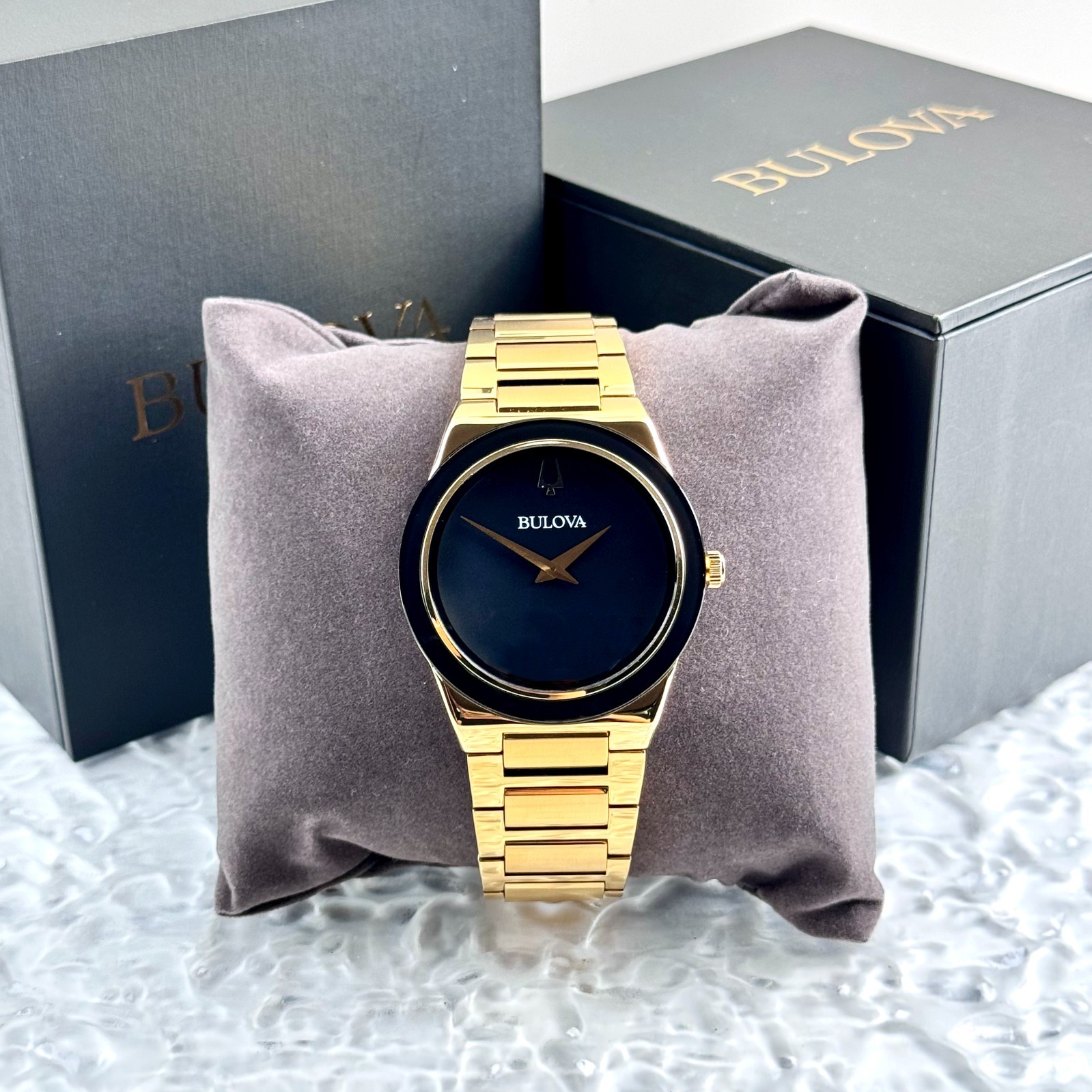 Bulova Millennia Men’s Quartz Black Dial Gold-Tone Stainless Steel Watch 97A183