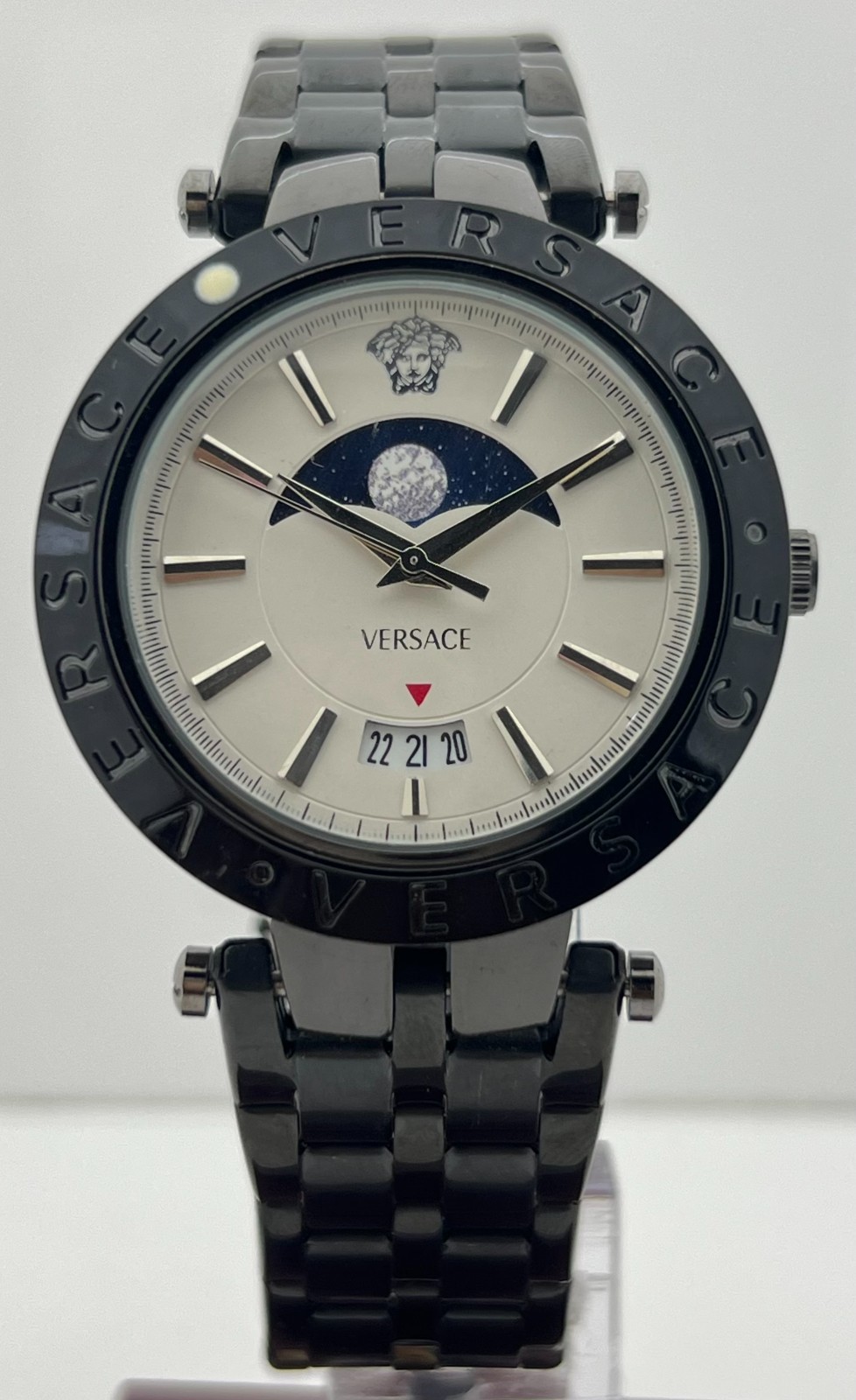 Premium Men’s Versace MoonPhase White Dial Date Rotating Bezel Wristwatch