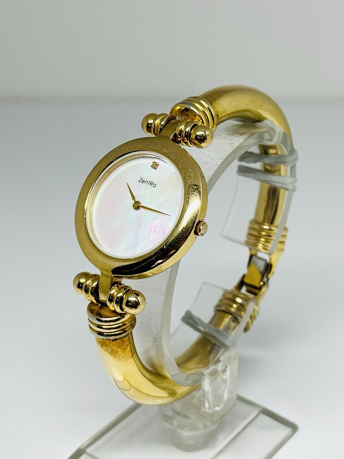 Vintage ZENTRA Dial Pearl Gold Tone Bracelet German Watch 30mm