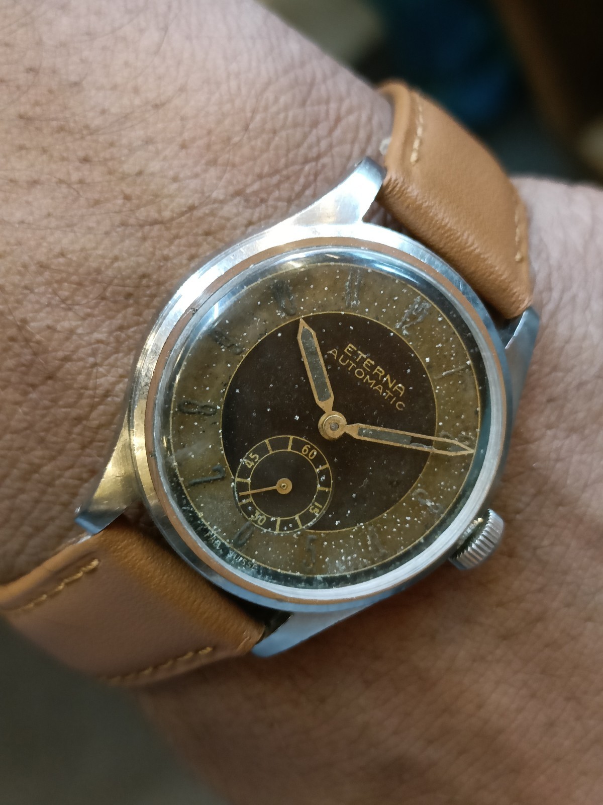 ETERNA SUB-SECOND AUTOMATIC PATINA DIAL SWISS MEN’S WORKING CONDITION