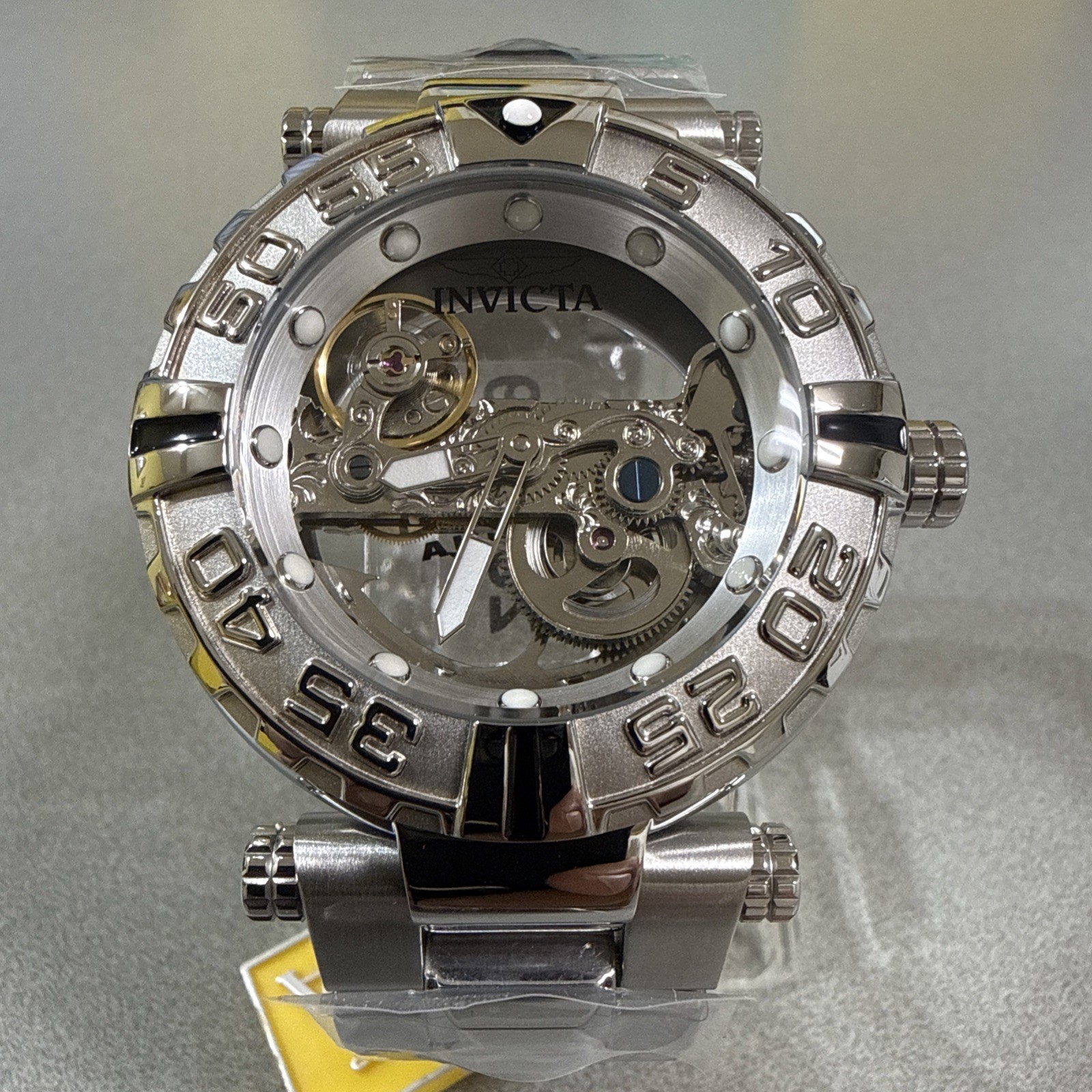 Invictas 47mm Automatic Silver “Subaqua” On SS Band Mens Big Boy Watch #49499