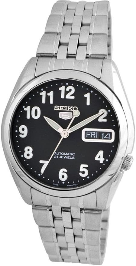 Seiko 5 Automatic 21 Jewel Black Dial Day/Date Analog SNK381K1 30M Mens Watch
