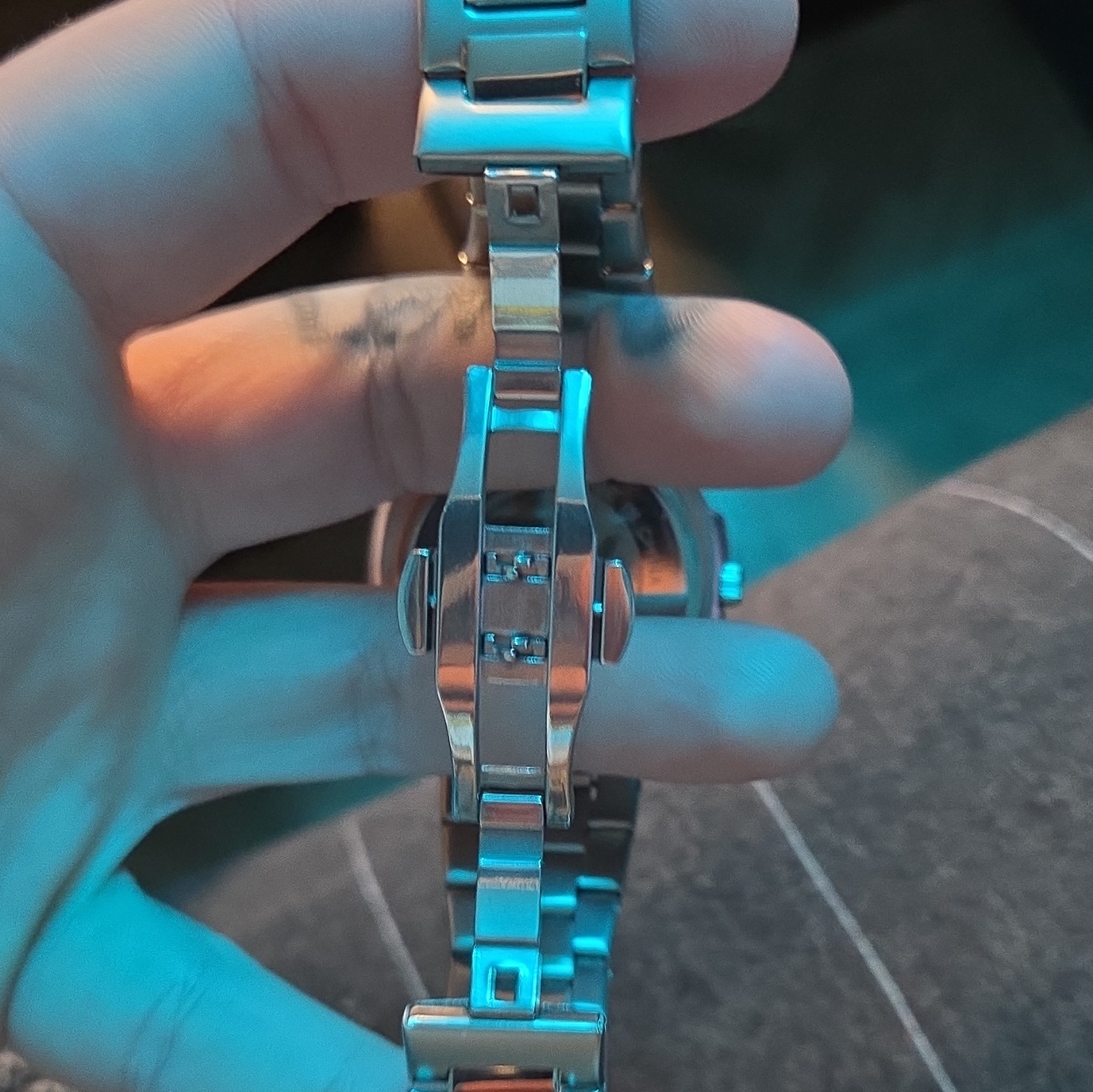 Skeleton Dial Analog Cushion Case Stainless Steel Bracelet Watch 100m Aj Jewlers