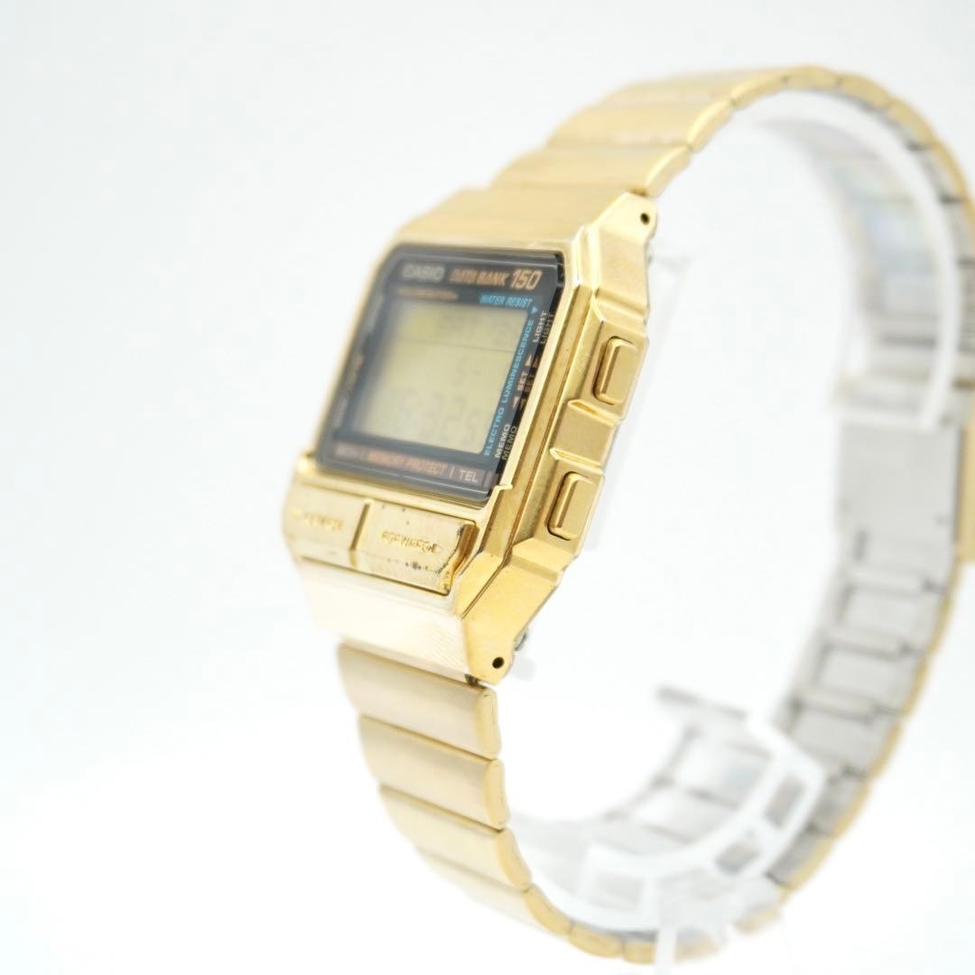 Casio DataBank DB-1500 Digital Watch Vintage Gold 8cm Case Mens Quartz