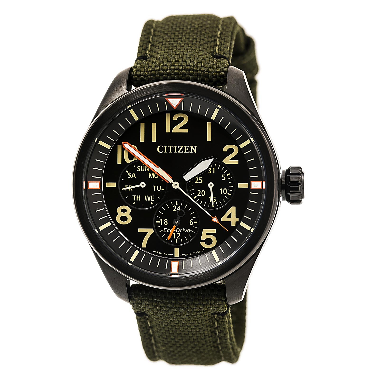 Citizen BU2055-16E Men’s Black Dial Dark Green Cordura Strap Watch