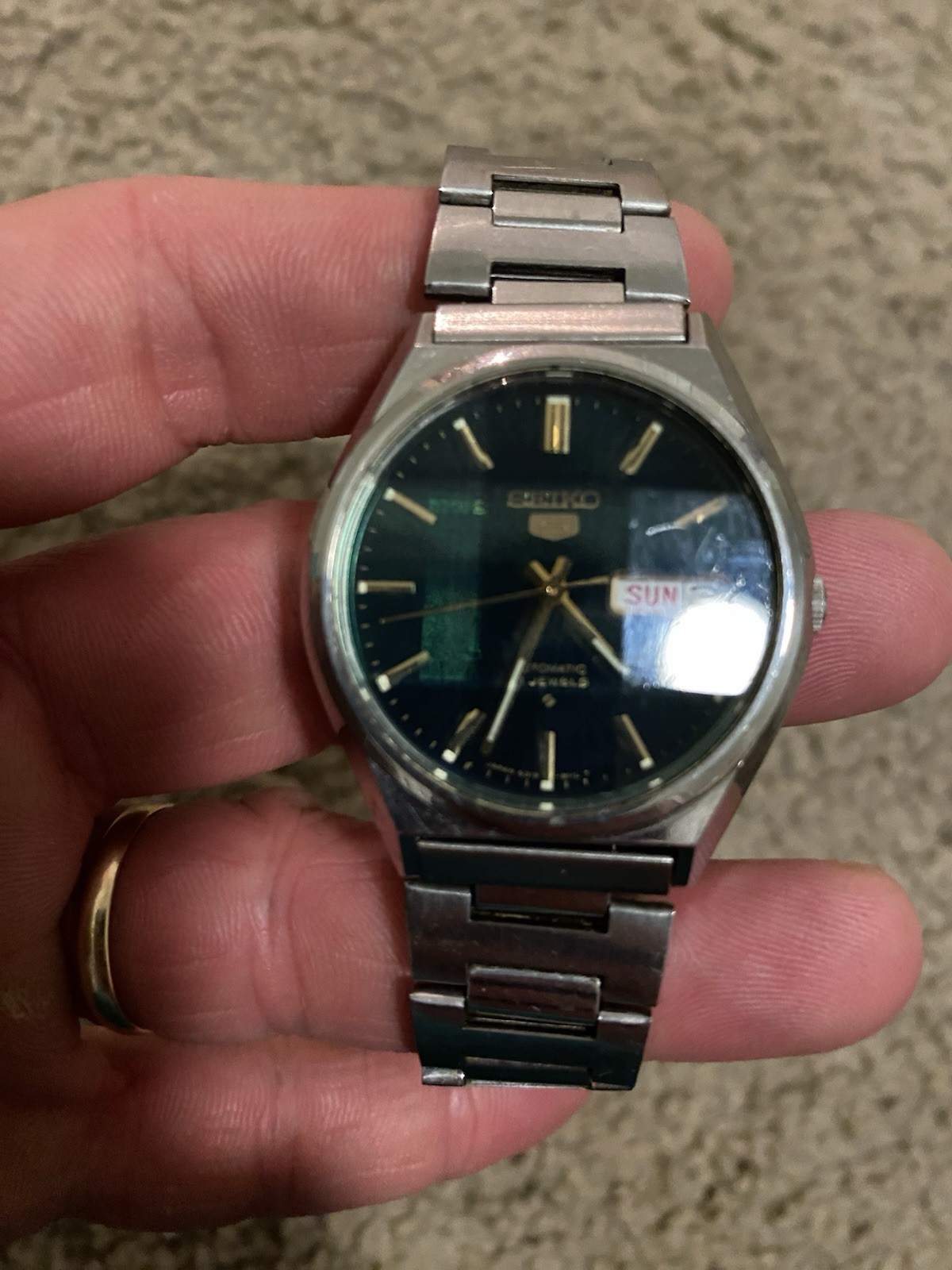 Seiko 5 Men’s Automatic Day/Date Green Dial 6319-8120 Watch 36mm Vintage – WORKS