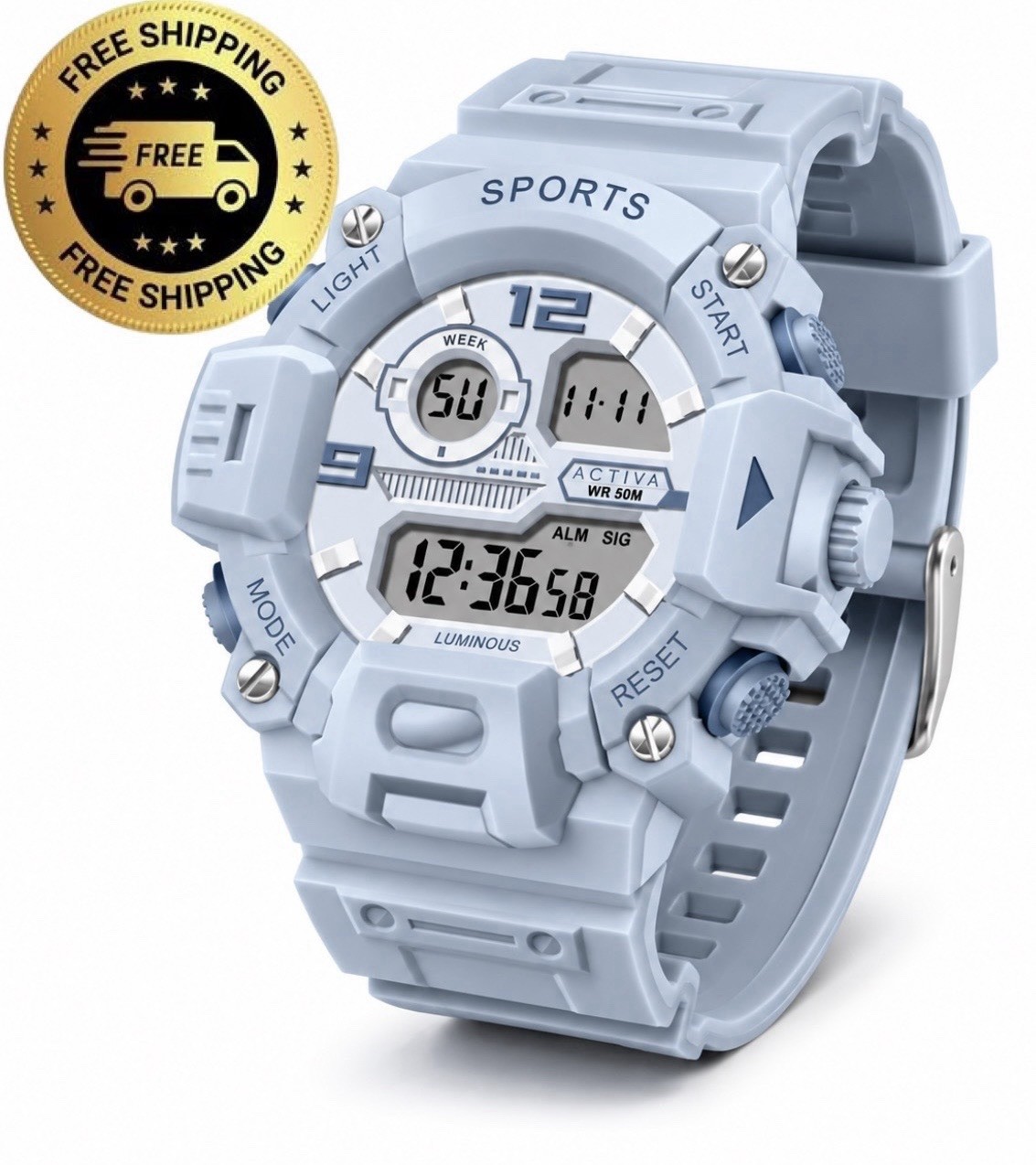 Africa X Invicta Unisex Digital Sports Watch- Blue 42mm, 50m WR