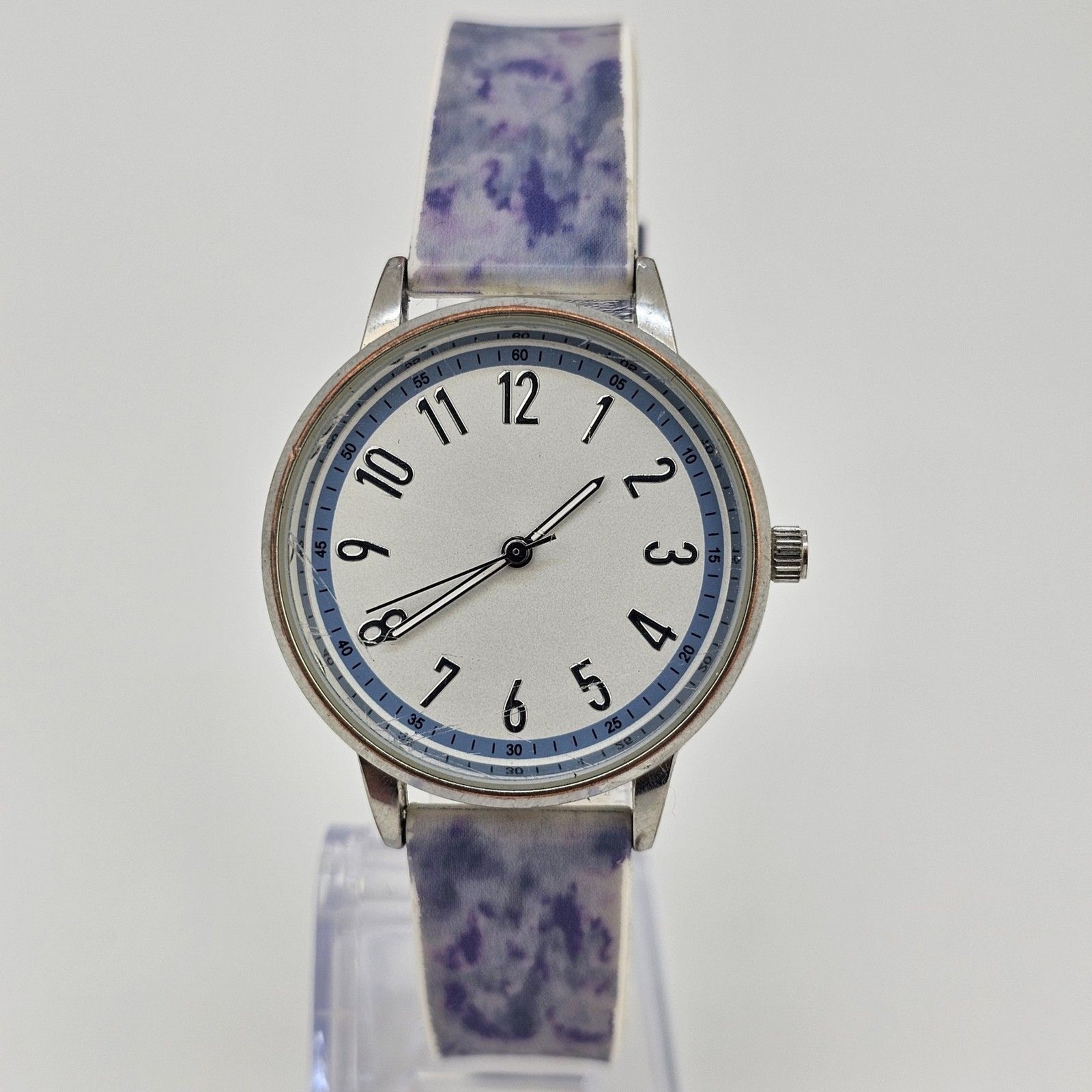 Women’s Watch 35MM Gray Dial Floral Plastic Band Straps New Battery