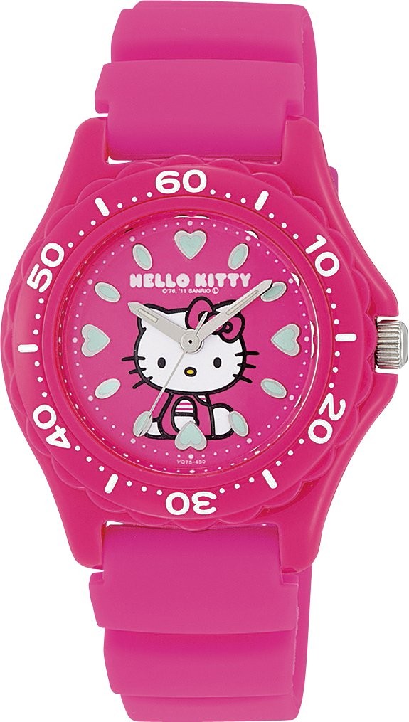 Citizen Q and Q Hello Kitty Analog Watch Urethane Band Pink Luminous VQ75 430