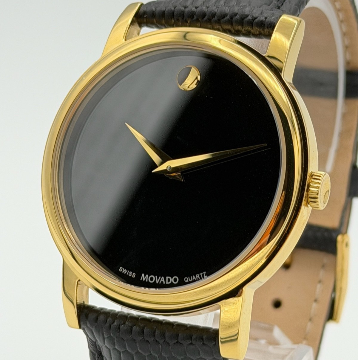 MOVADO Museum Black Dial Classic Analog Quartz Unisex 38MM Watch 2100005