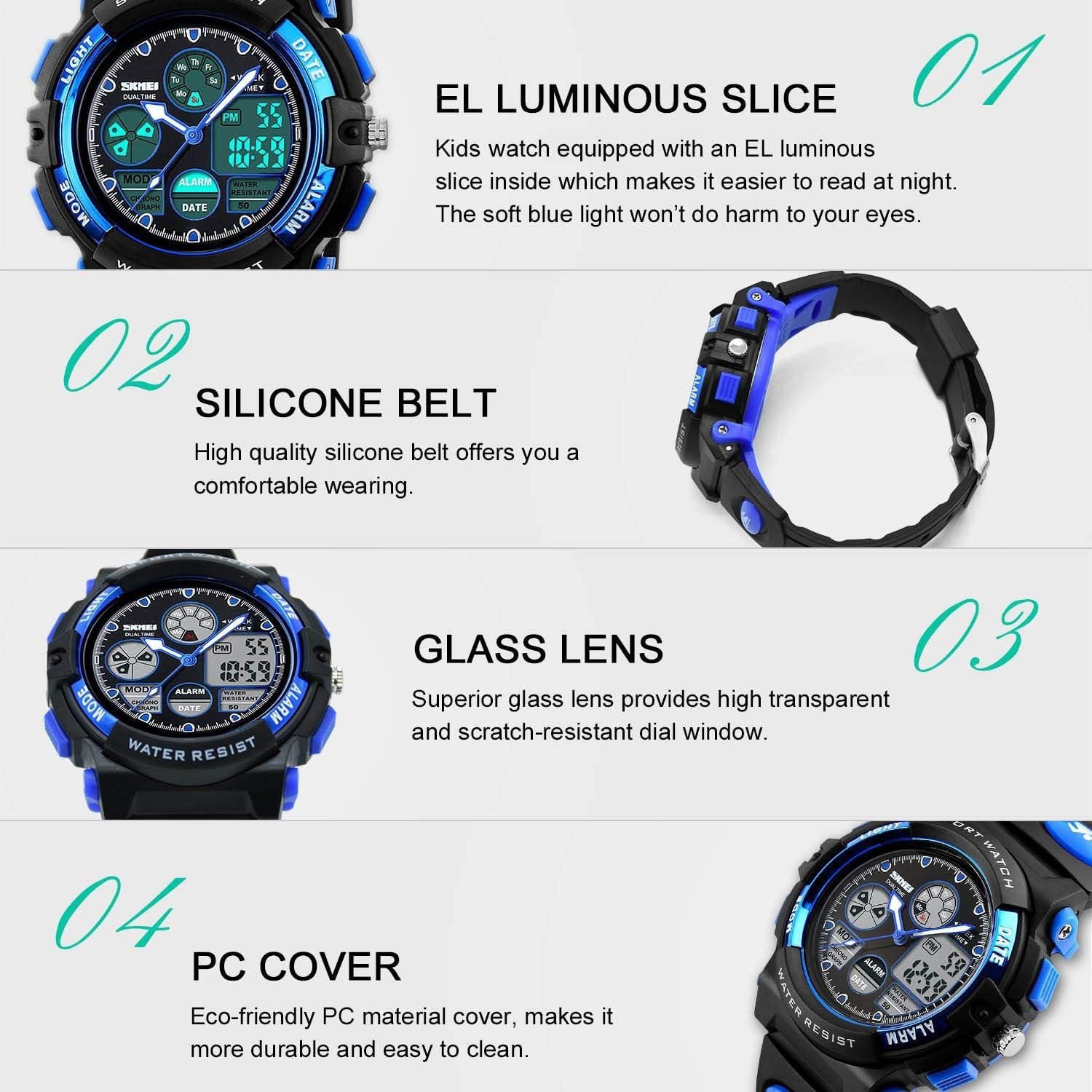 Multi-Function Kids Sport Watch with EL Night-Light – Perfect for Ages 5-16