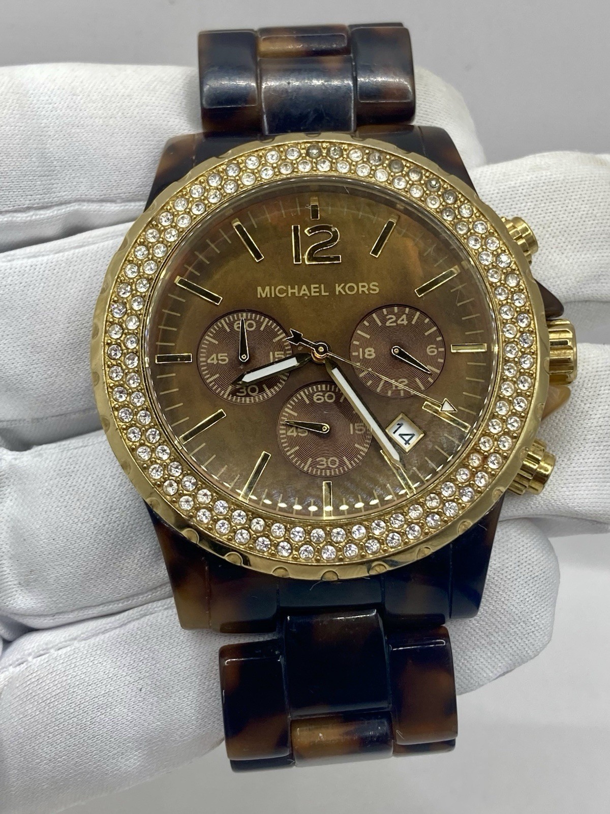 Women’s Michael Kors Madison 45 mm Tortoise Acrylic Band Quartz Watch MK5557