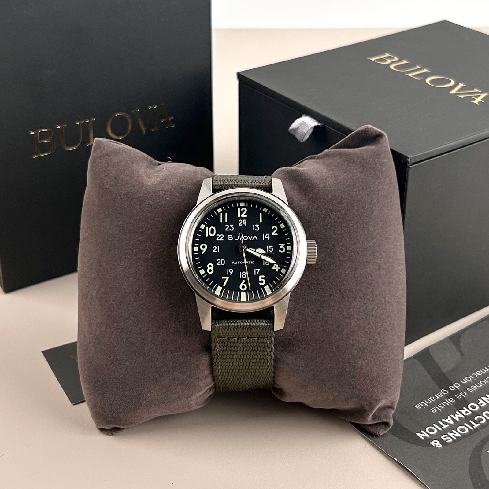 New Bulova 96A259 VWI Special Edition Hack 38mm Automatic Black Dial Men’s Watch