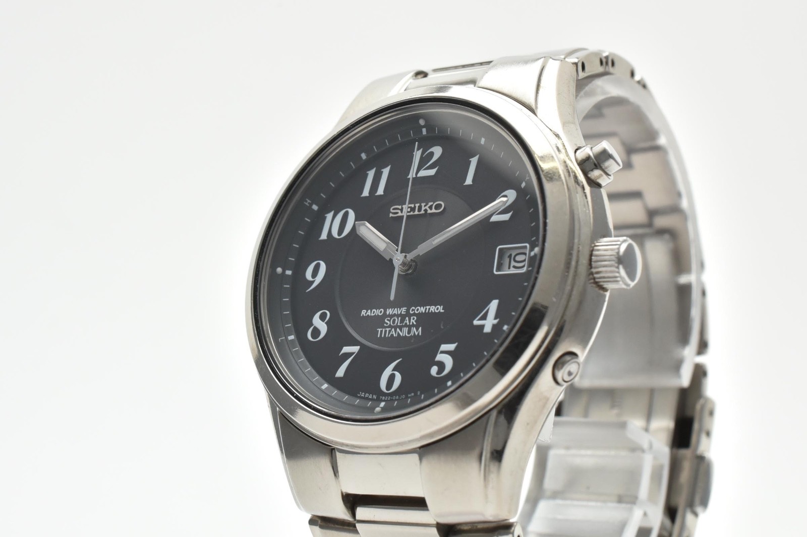 SEIKO 7B22-0AD0 Radio Wave Control Solar Titanium Black Dial Quartz watch 38mm