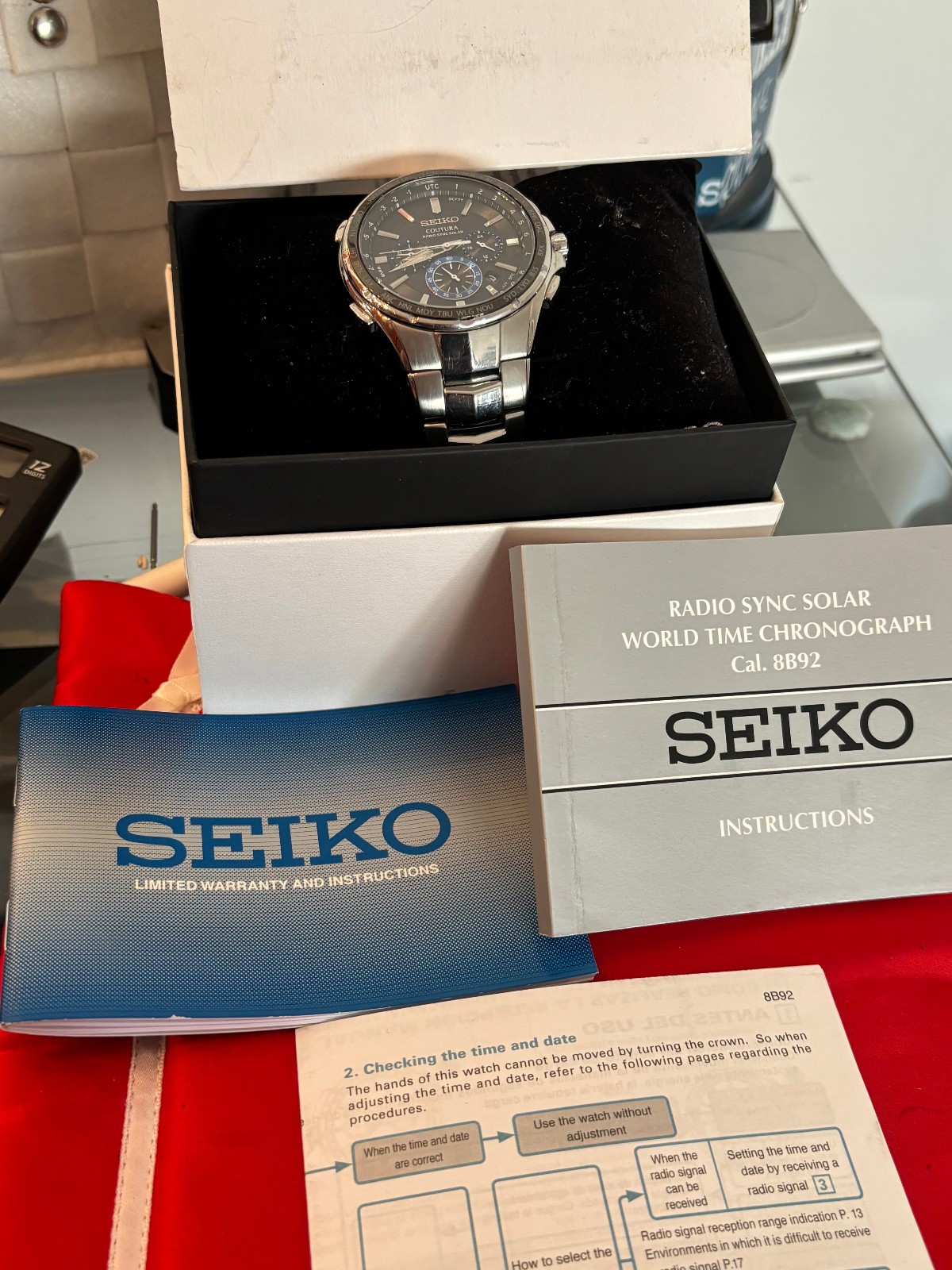 Seiko Men’s Coutura Radio Sync Solar Chronograph Stainless Watch 8B92-OALO