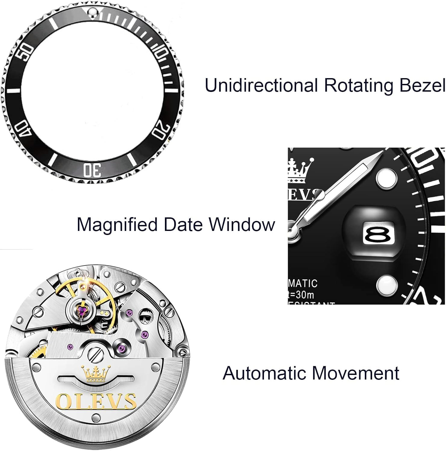 Luxury Waterproof Men’s Automatic Watch – Luminous, Self-Wind, Date Display