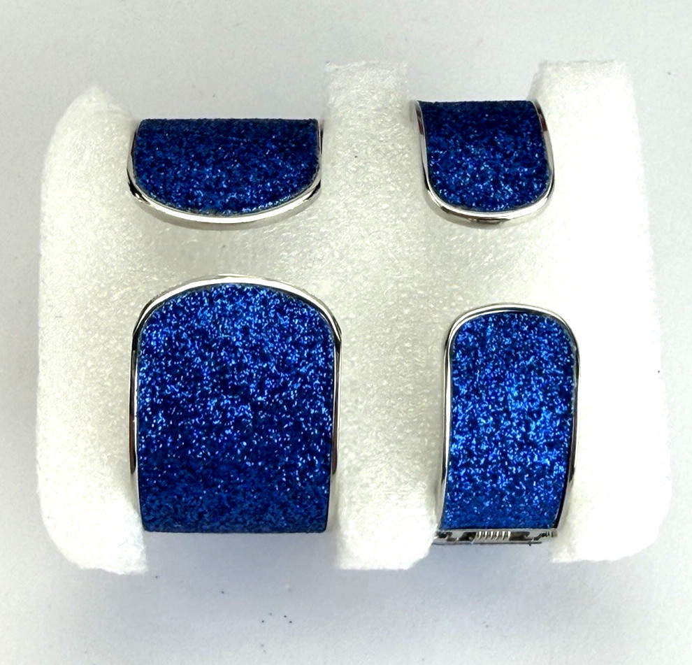 Strada Blue Stardust Watch Set w Glitter Cuff Bracelet and Gift Box NEW BATT