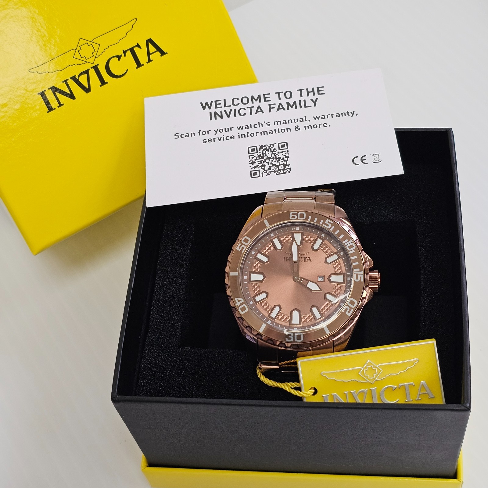 MSRP $595 Invicta 46mm Pro Diver 50M Brass/Brown Tone Watch Men’s 8-3/4 – 46896