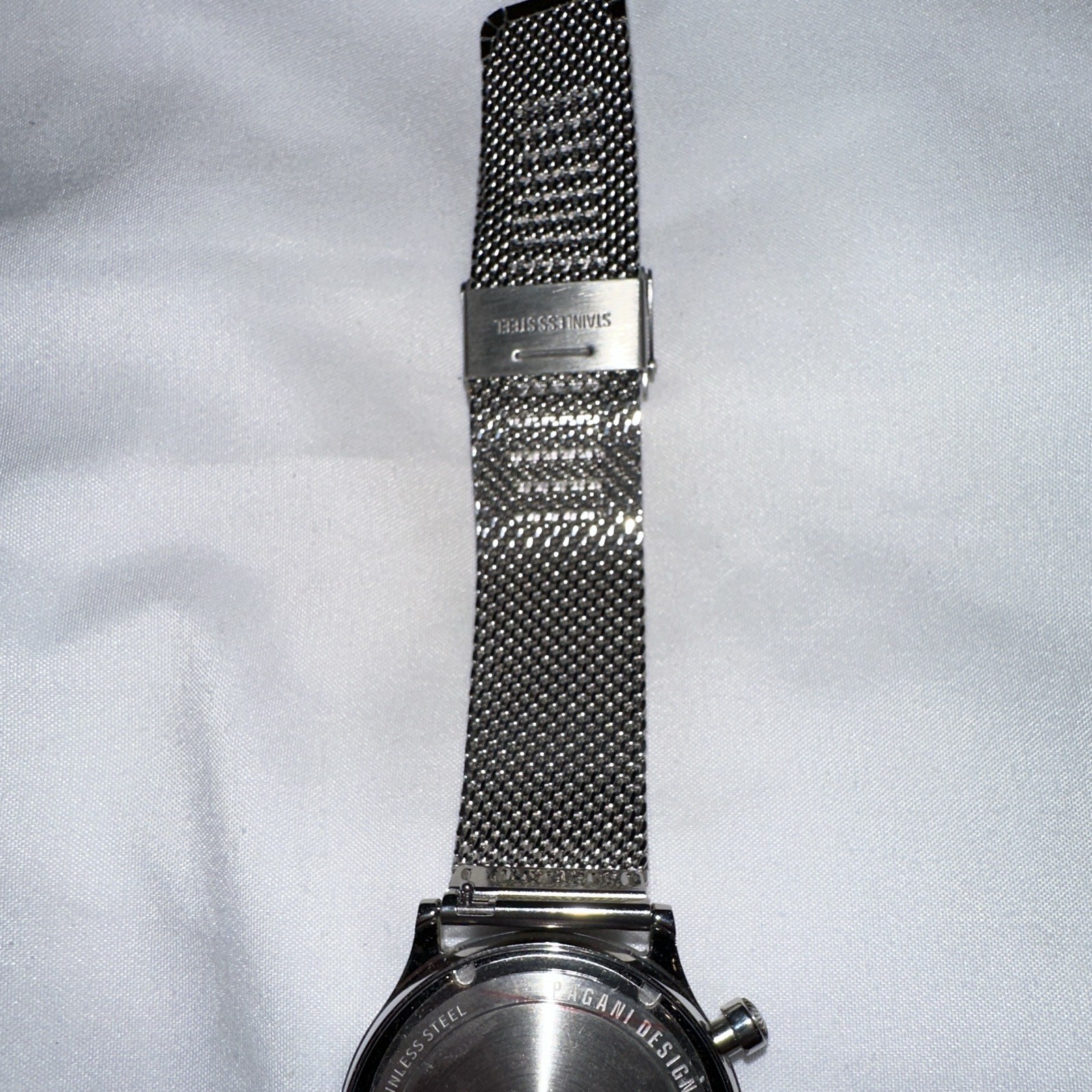 PAGANI DESIGN Quartz Chronograph Silver Dial Steel Mesh 100m WR 40-43.9mm