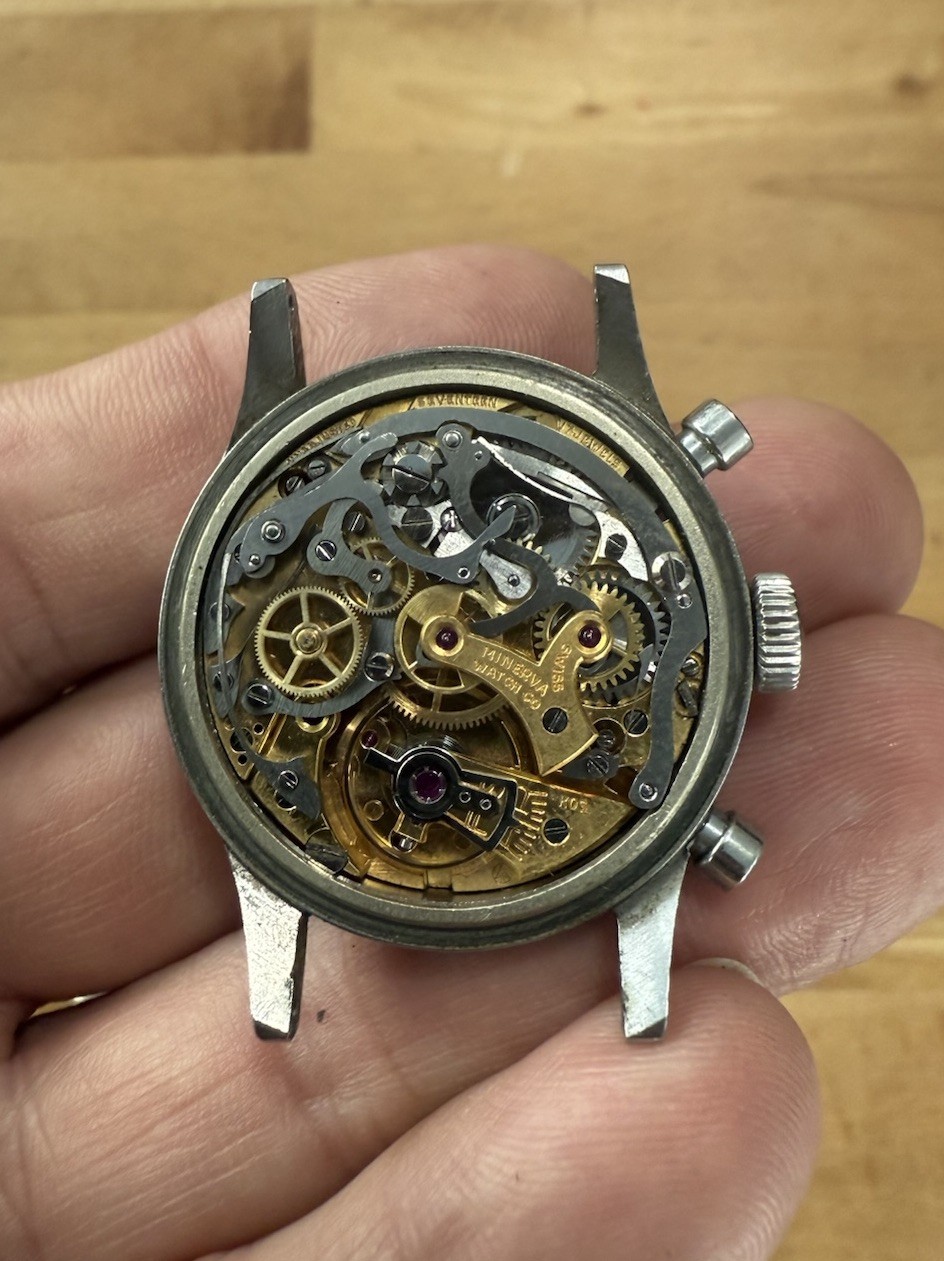 Minerva ref. 1335 Manual Wind Chronograph cal. 13-20 for restoration.