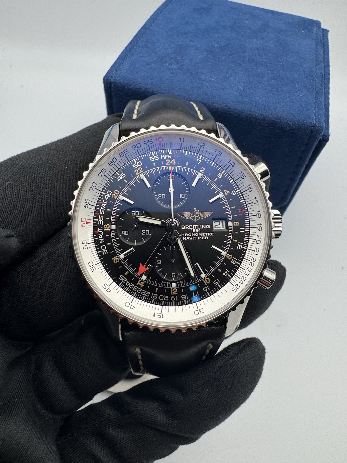 Breitling Navitimer A24322 46mm Extra Strap Black Dial Stainless Steel Watch