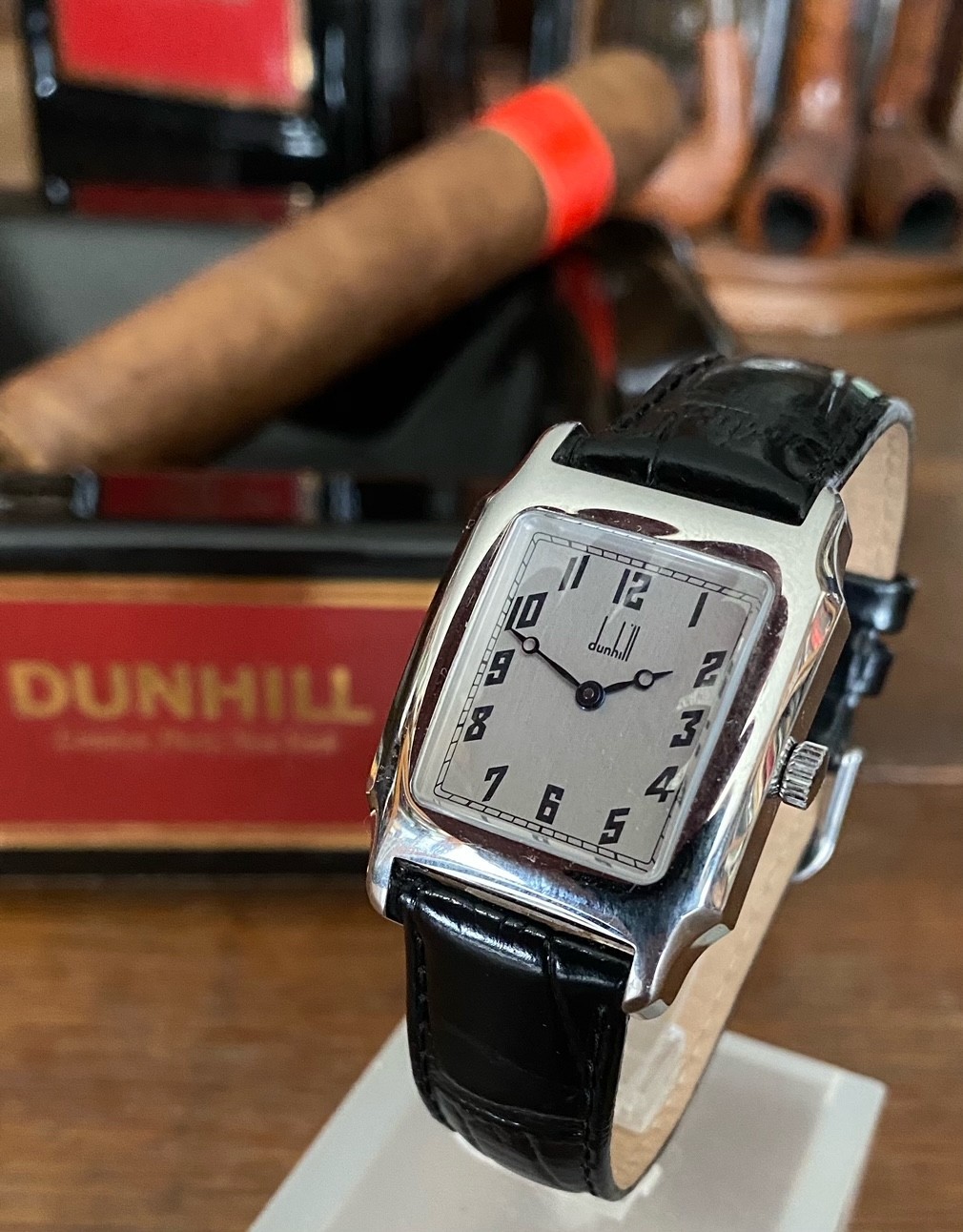 DUNHILL Men’s Rectangular by Cartier C: 1990. 28mm/39mm