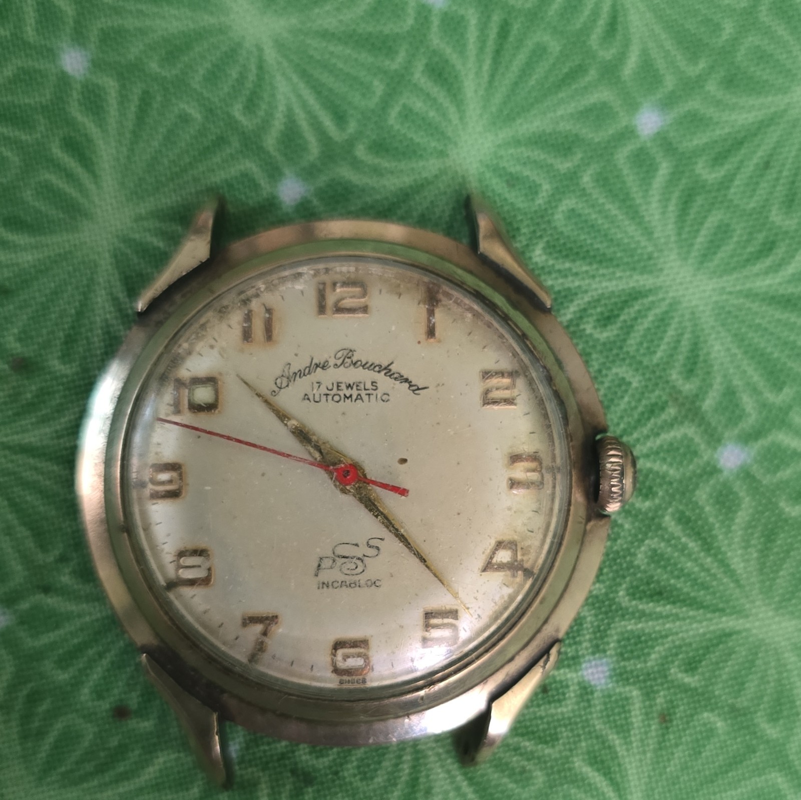 André Bouchard Automatic 17J Incabloc Gold Plated Arabic Cream Dial 31mm