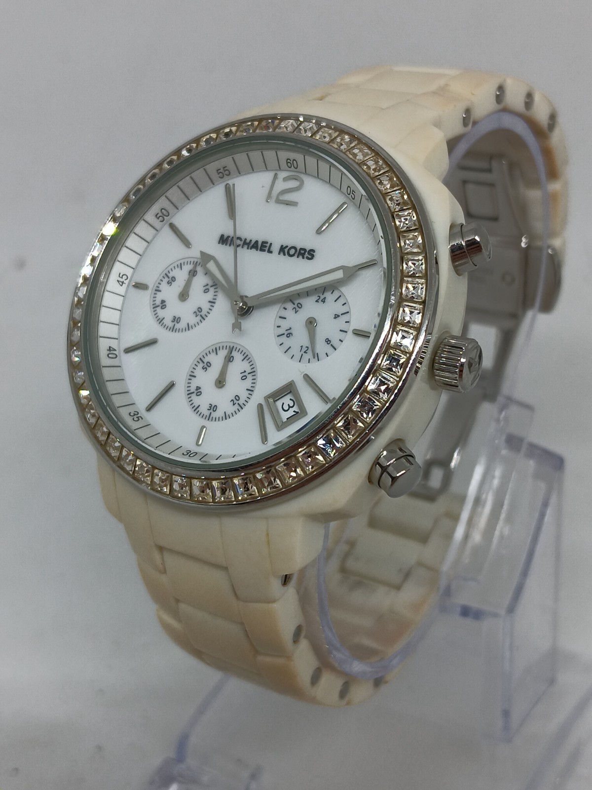 Michael Kors MK-5079 Women’s 39 mm Acrylic Chrono Quartz Crystal Bezel Watch