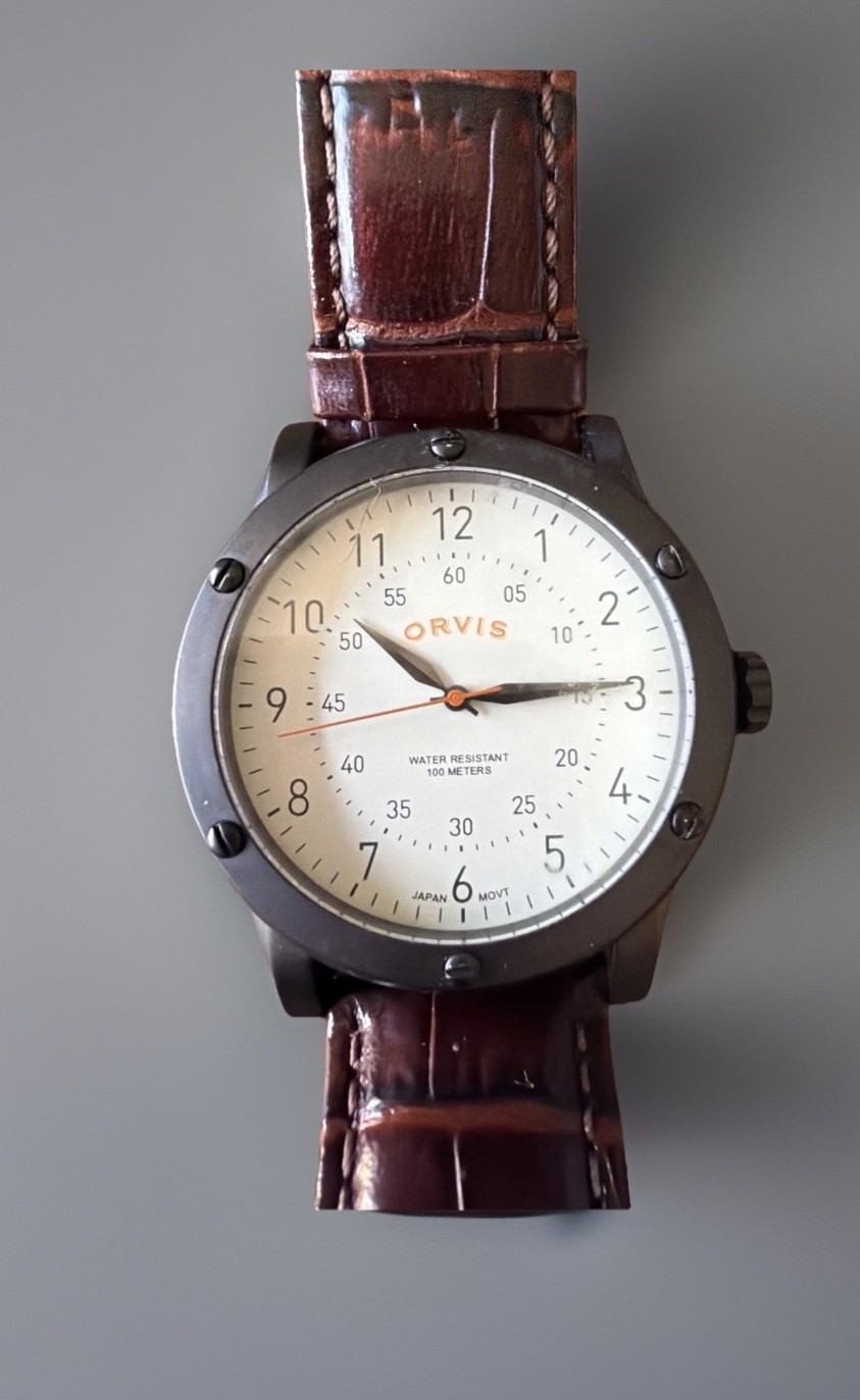 Orvis OR2NB7 Field Black PVD 42 mm Leather Off White Dial Quartz Men’s Watch
