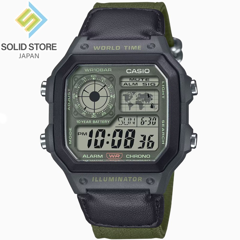 CASIO Collection STANDARD AE-1200WHUB-3AJF Digital Watch Cloth Band Khaki 42.1mm