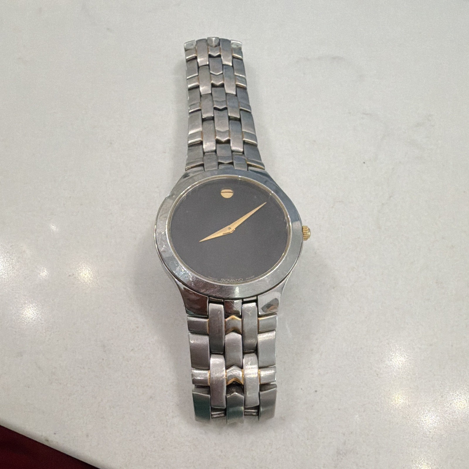Movado Museum men’s Dress Quartz Swiss Made Black Dial SS Bracelet 30m