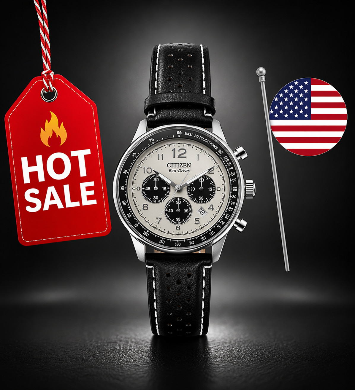 Citizen Men’s Eco-Solar Chronograph Stainless Steel Leather Watch