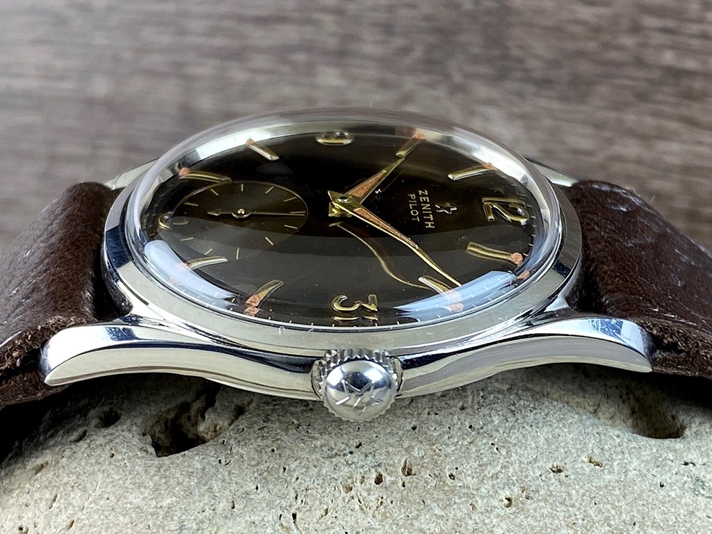 Zenith Pilot Rare Chocolate dial cal.126 vintage men’s watch From 1955 SERVICED