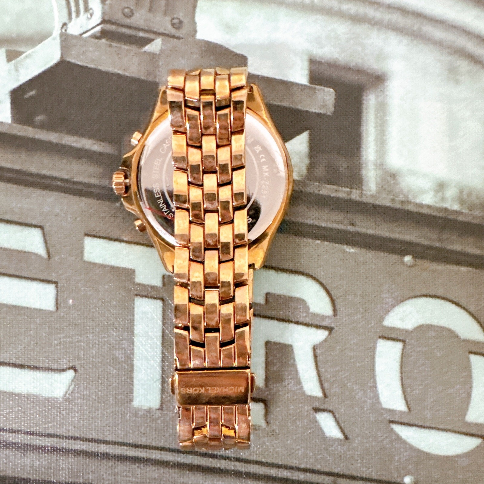 Michael Kors MK7251 Oversized Pilot Pavé Rose Gold-Tone Watch