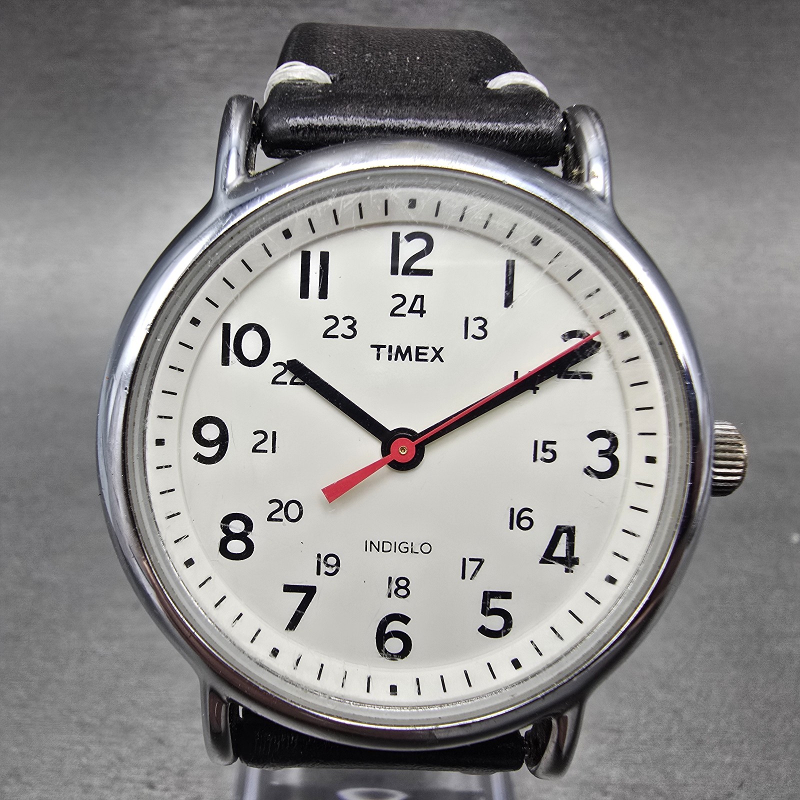Timex Weekender Watch Men 38mm White Dial Silver Tone Round New Battery KHB