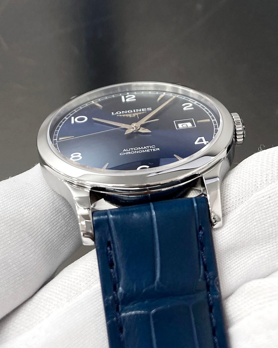 LONGINES Record Automatic 40MM Blue Dial Leather Men’s Watch L2.821.4.96.4