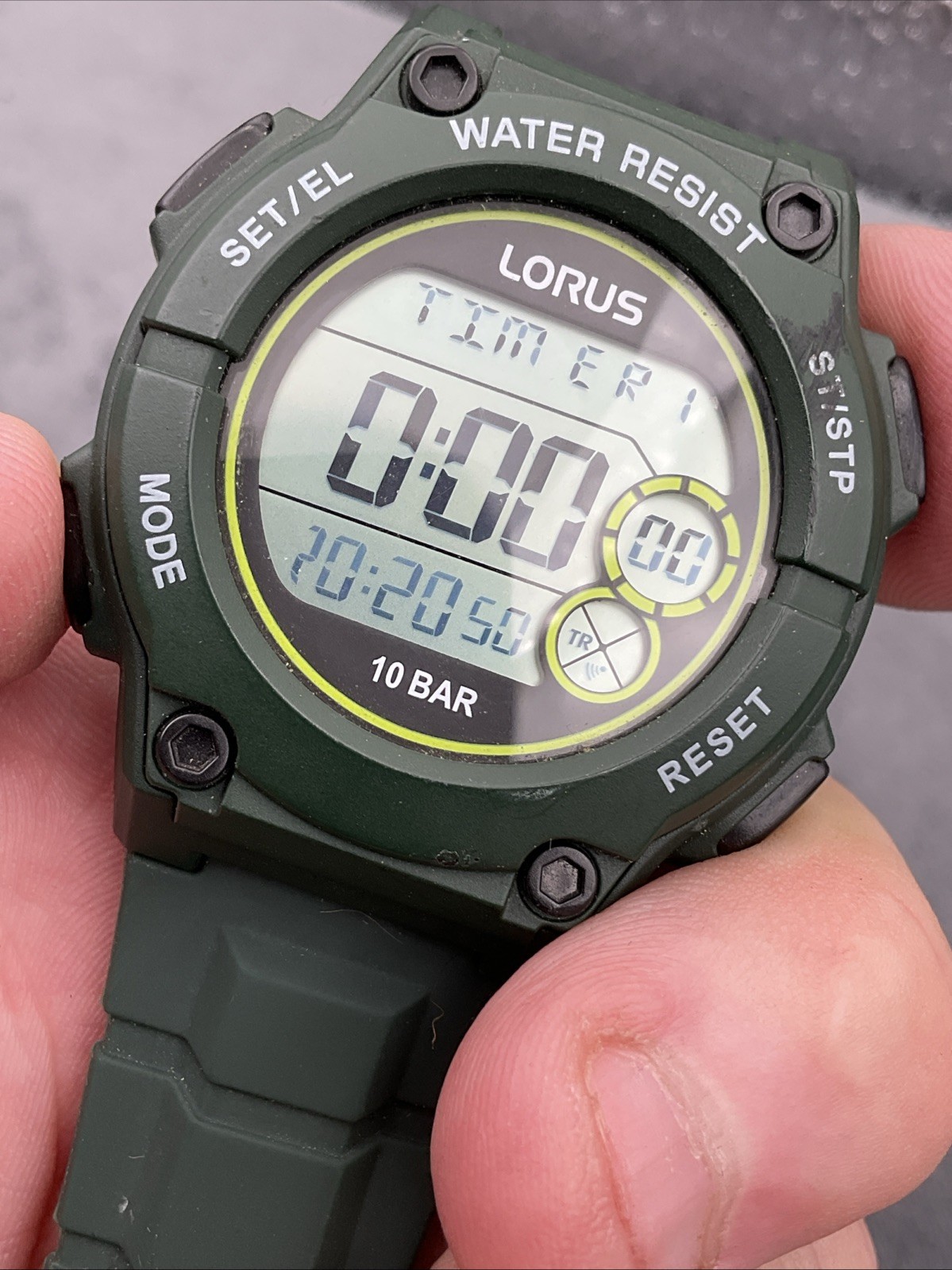 LORUS MULTIFUNCTION DIGITAL WATCH GREEN SILICONE STRAP NEW WITHOUT BOX