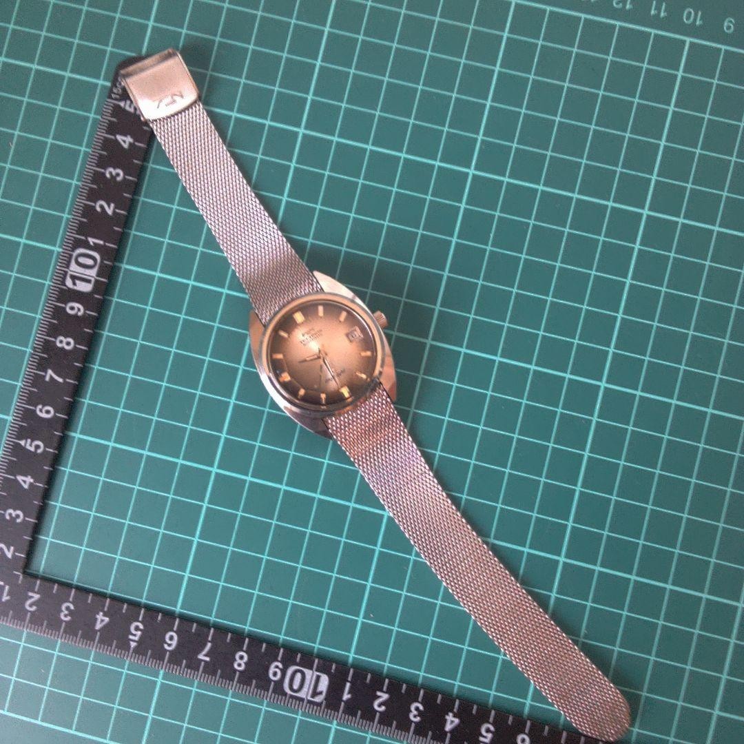 TECHNOS Sky Light Watch Auto Wind Brown Dial Mesh Band Vintage Japan-
