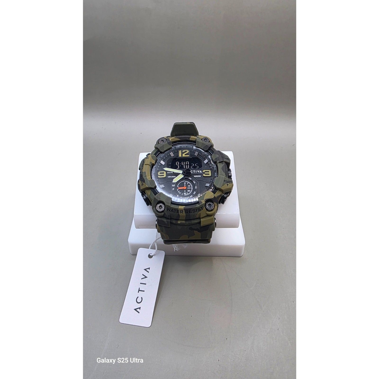 Activa by Invicta Black Ops Dual Time 52mm Men’s Watch Green Camo Digital/Analog