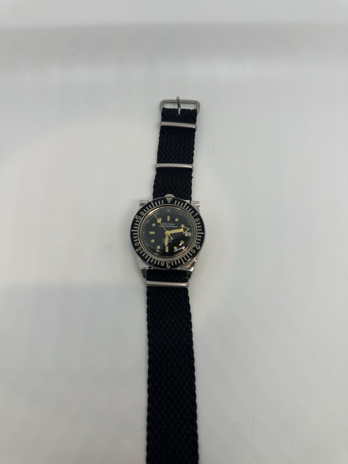 Triton Spirotechnique Automatic Diver 20 ATM Black Dial Box Papers