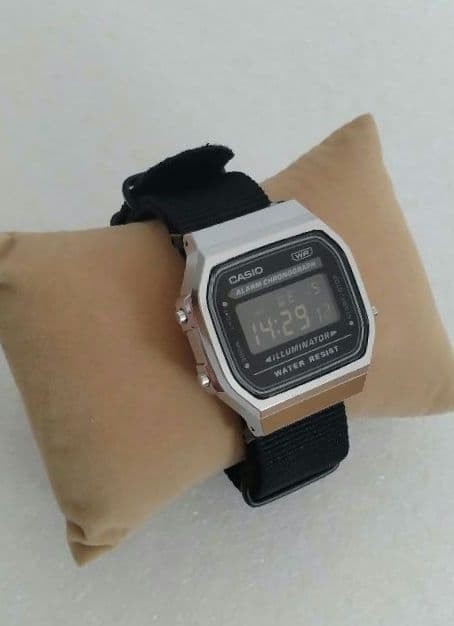 Casio A168 Digital Watch, Nylon Band, LCD Film – 0.8 in – New – Vintage Style