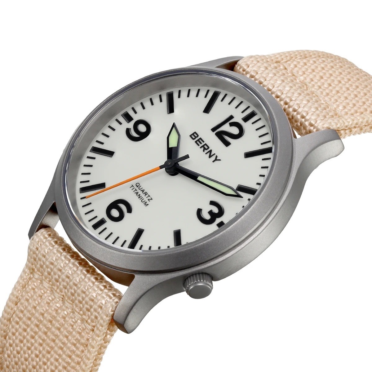 BERNY Titanium Men’s Watch Sapphire Field Sports Quartz Luminous 5ATM Waterproof