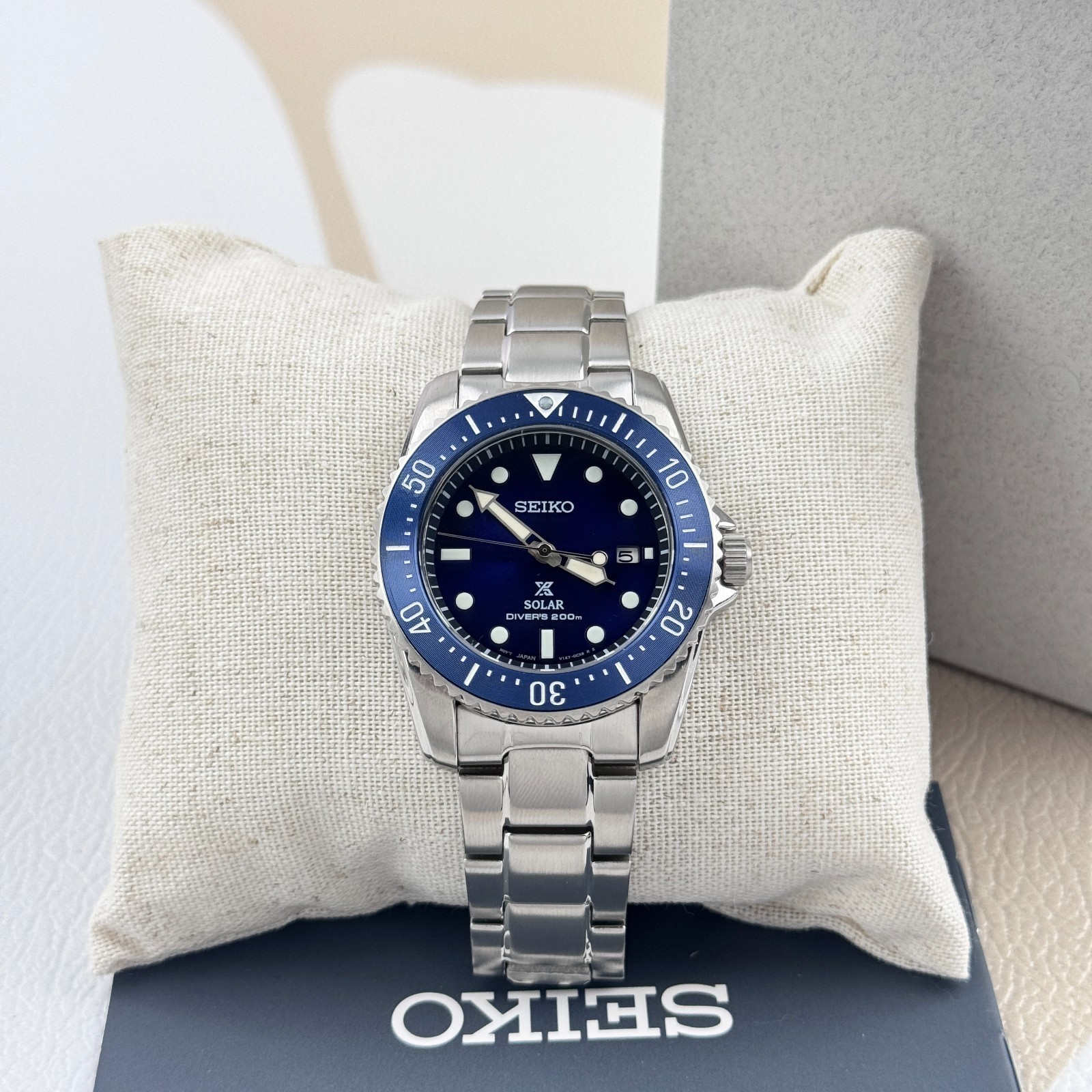 Seiko Prospex Sea SNE585 Blue Dial Stainless Steel Men’s Solar Dive Watch 38.5MM