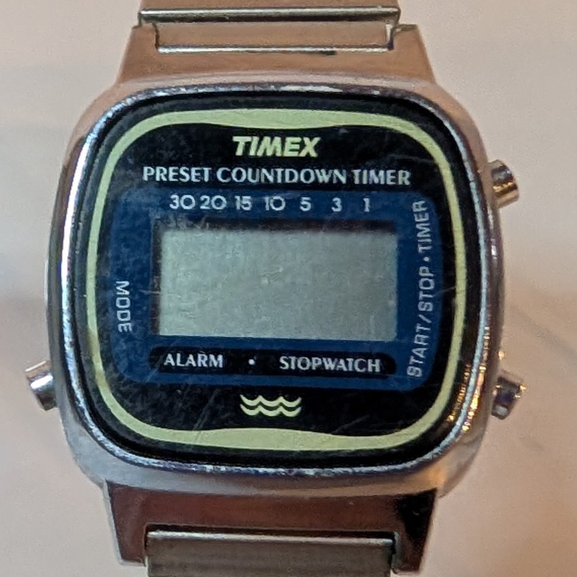 Vintage Timex LCD Preset Countdown Timer Watch, Silver-Tone, Flex Band, Japan