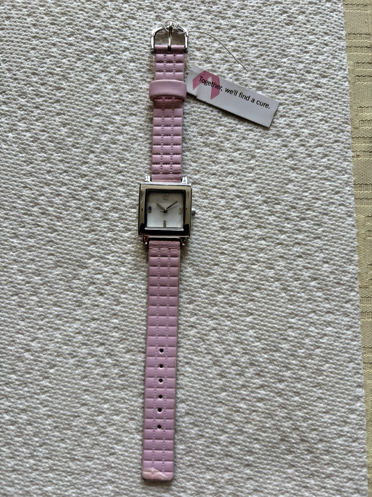 Breast Cancer Awareness Watch Pink Band Square Face NWT