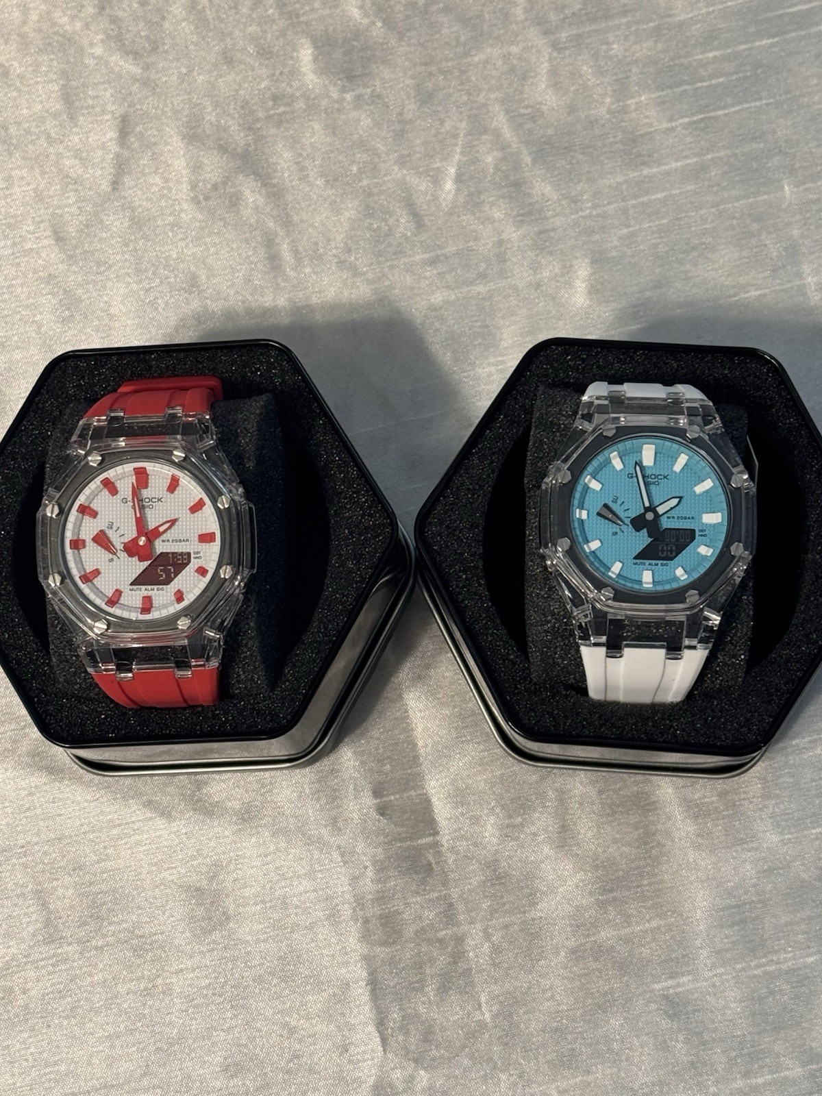 🌟 G-SHOCK GA-2100 CLEAR DUO – RED & BLUE 🌟