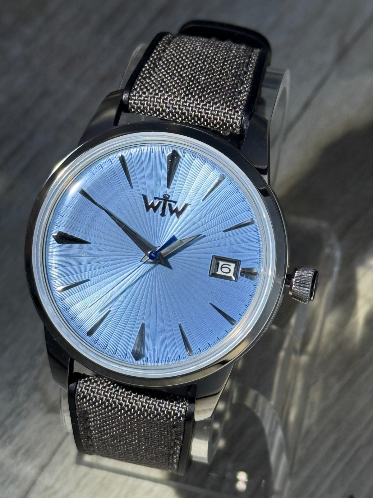 Ice Blue Dial Automatic Watch, Minimalist Watch, Hybrid Cordura Strap, NH35