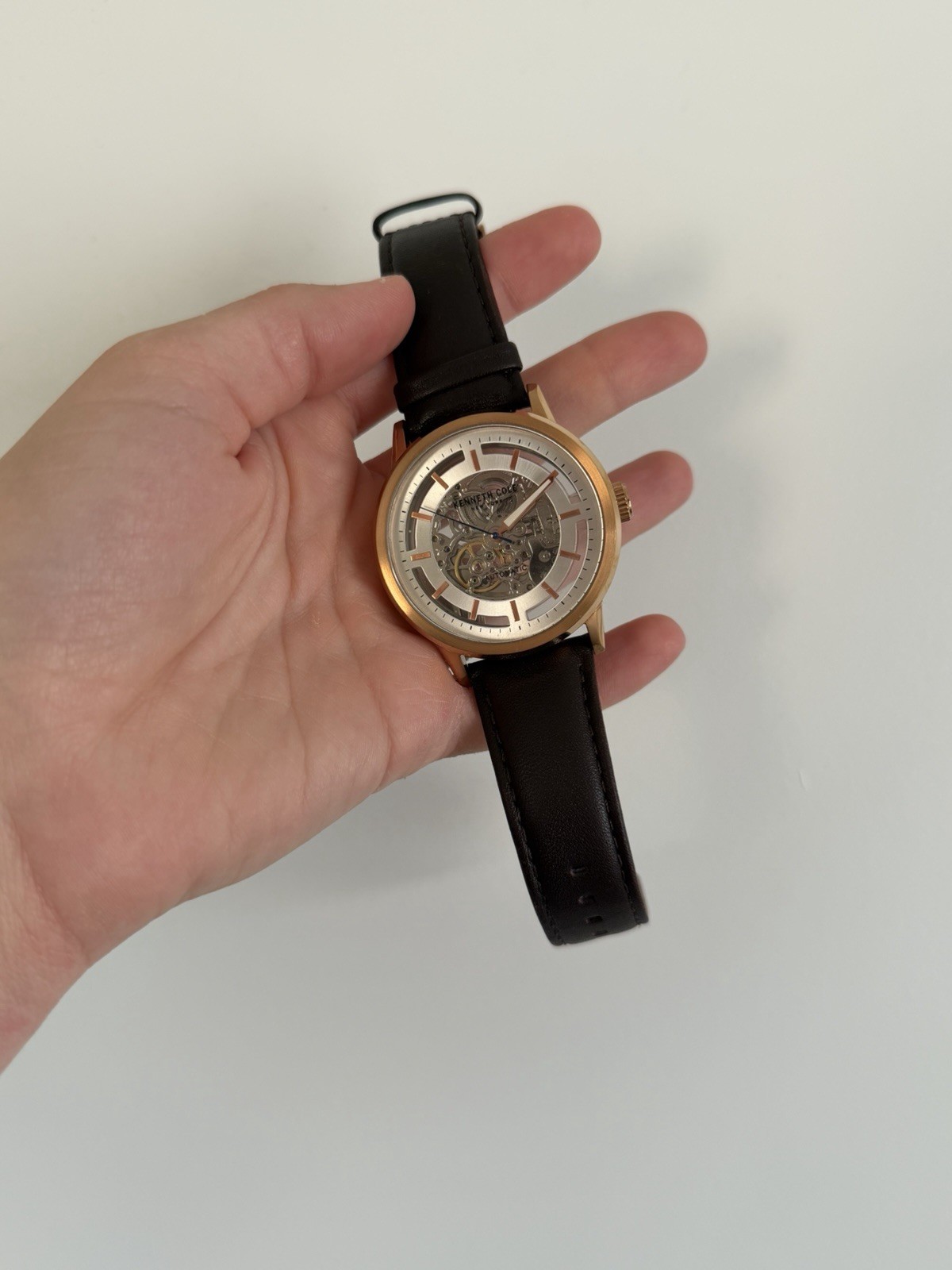 Kenneth Cole New York Men’s Automatic Skeleton Watch – Gold & Leather (10026783)