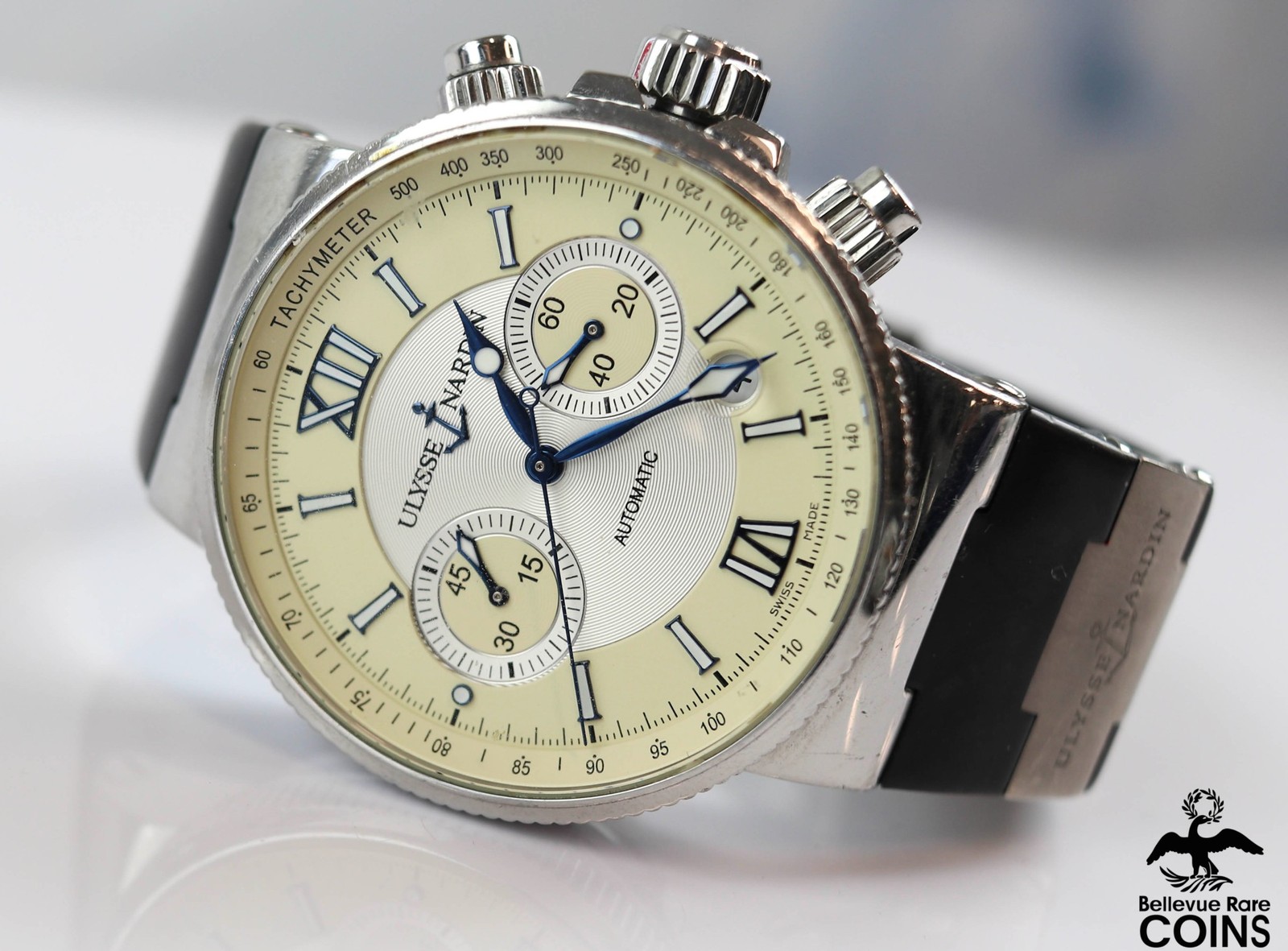 ULYSSE NARDIN Automatic 57J Cream & Silver Dial 40mm St. Steel Case Men’s Watch
